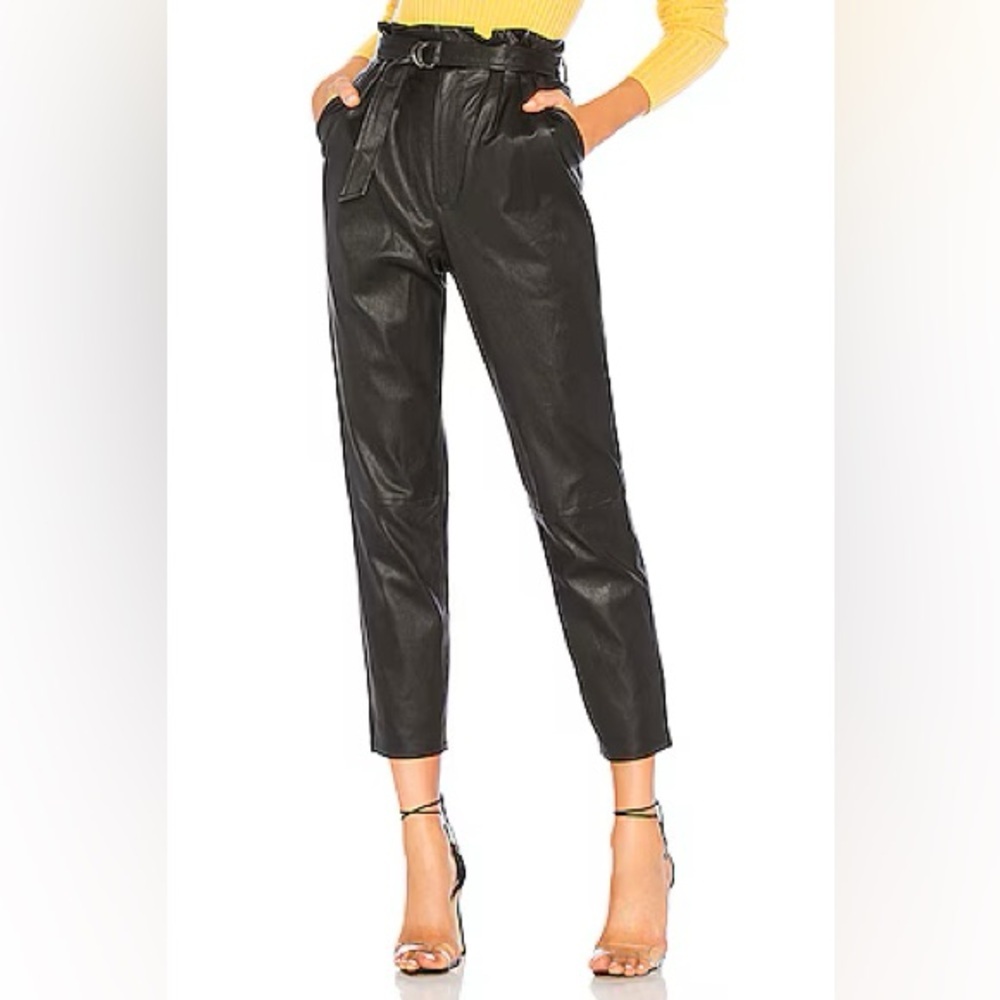 Lovers + Friends Zeal Black Cropped Leather Pants